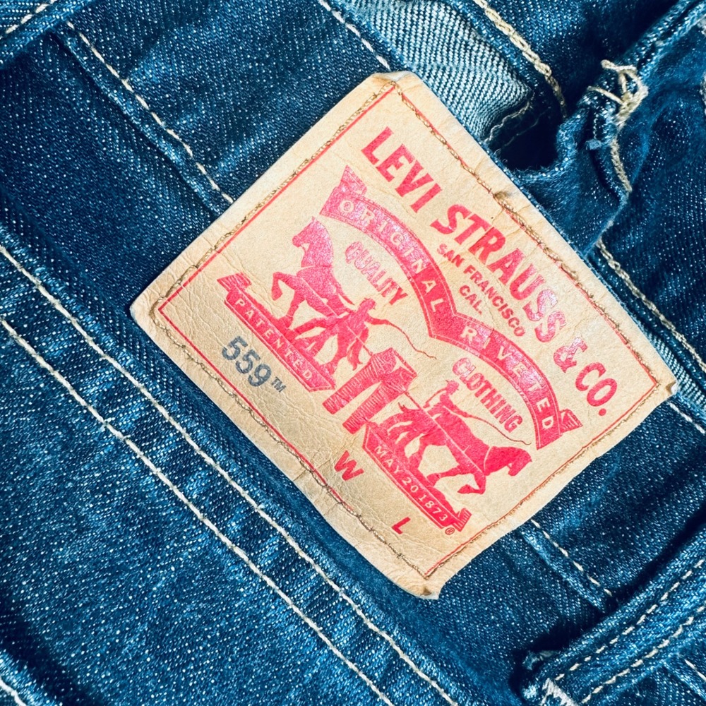 Levis 559 Relaxed Straight Jeans Mens 54x30 Dark Wash Indigo Denim Big & Tall - Picture 4 of 8